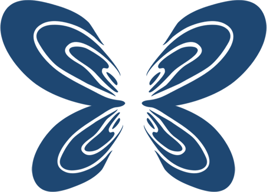 The Perlas Atelier butterfly emblem, formed from two opened mussel shells.